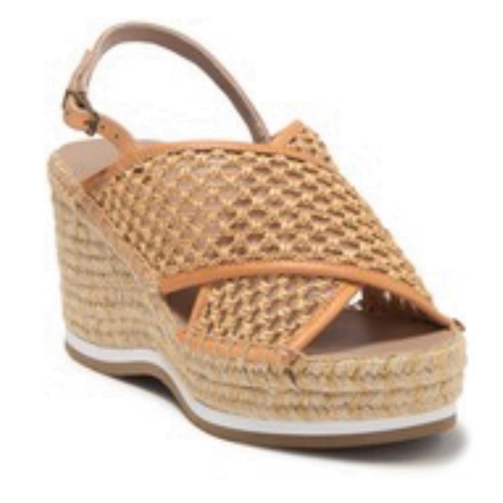 Donald Pliner Platform Wedge Sandal Women’s Sz 8 Raffia Woven Beachy Summer Boho